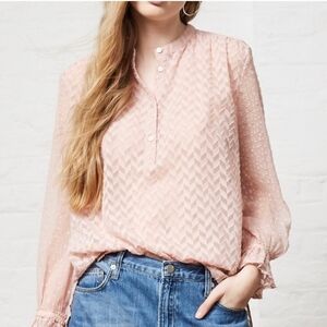 French Connection White Corsica Sheer Popover Blouse